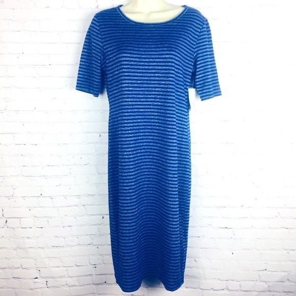 Metallic Silver & navy LIMITED soft sheath T dress - Picture 3 of 8